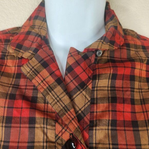 Vintage 40s 50s Vicky Vaughn Day Dress Womens S Red Plaid Button Front Fit Flare - Picture 8 of 12